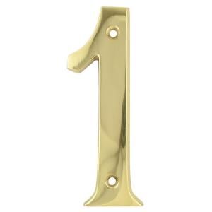 Copper Mountain Hardware 4 in. Polished Brass House Number 1 HWM0491US3