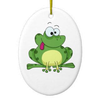 Happy Green Frog Ornament