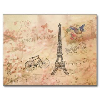 Vintage Eiffel Tower Art Post Card