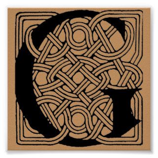 Letter G Vintage Celtic Knot Monogram Posters