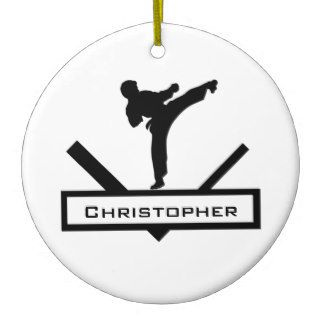 Karate kick personalized name ornament
