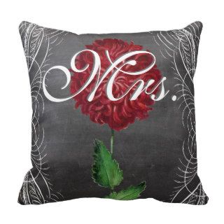 Bride Vintage Floral Red Heirloom Rose Pillow