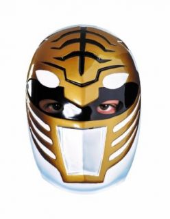 Disguise Sabans Mighty Morphin Power Rangers White Ranger Vacuform Mask Costume Accessory, Gold/Silver/Black, One Size Adult Clothing