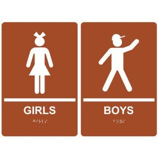 ADA Girls Boys Set Braille Sign RRE 135 155Pair WHTonCanyon Restrooms  Business And Store Signs 