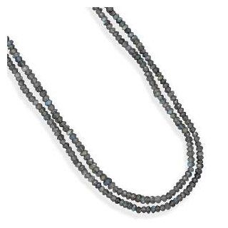 Double Strand Faceted Labradorite Bead Necklace Adjustable Length Jewelry