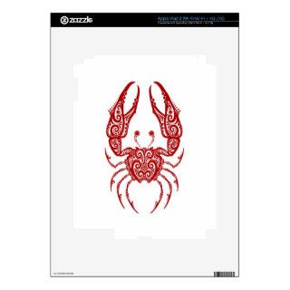 Intricate Red Cancer Zodiac on White Skin For iPad 3