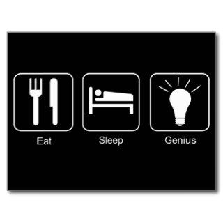 Eat, Sleep, Genius Funny Symbols Design Postcards