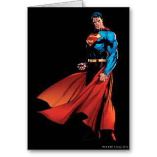 Superman Looks Front Greeting Cards
