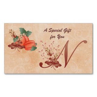 Thanksgiving Monogram Letter N Gift Card Business Card