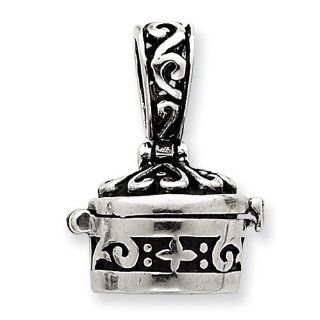 Sterling Silver Round Prayer Box Pendant Jewelry