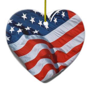 American Flag Heart Christmas Tree Ornament