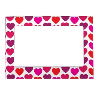 Valentine's Day Hearts in Pink, Red, Purple Magnetic Photo Frames