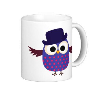 Retro Custom Purple Owl With Hat Mugs