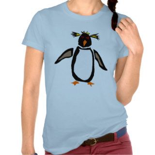 WW  Funny Rockhopper Penguin Primitive Art T shirts
