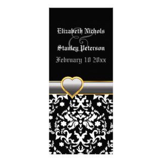 Black white damask & grey heart wedding program custom invitation