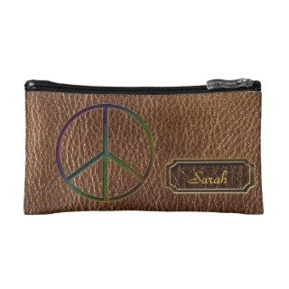 Leather Look Peace Colour Cosmetic Bags