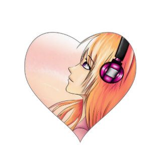 Pretty Anime girl at sunset Stickers