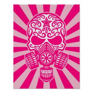 Pink Post Apocalyptic Sugar Skull Posters