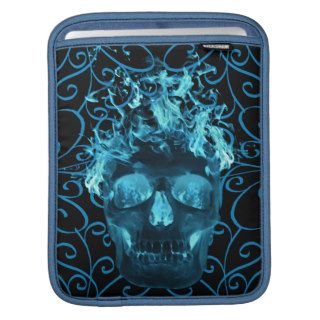 Blue Flaming Skull iPad Sleeve