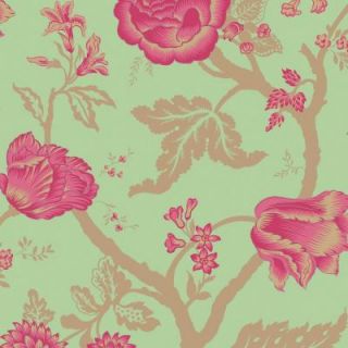 The Wallpaper Company 56 sq. ft. Lime and Fushia Large Floral Trail Wallpaper WC1280628