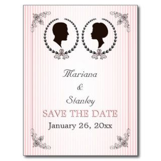 Cameo pink vintage elegance wedding Save the Date Post Cards