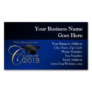 2013 Blue Script Graduation Business Card Templates
