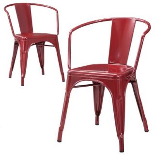 Dining Chair Carlisle Metal Dining Chair Red   Set of 2