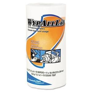 Kimberly Clark PROFESSIONAL 11 X 10 2/5, Wypall L40 Wipers, Small Roll, Perforated, White, Includes 24 Rolls of 70 Wipers KCC 05027