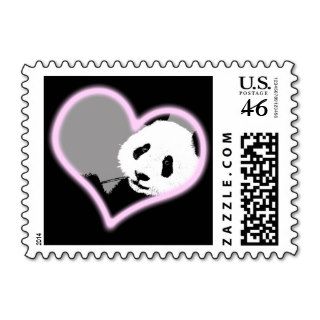 panda love. neon light. postage