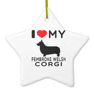 I Love My pembroke welsh corgi. Christmas Ornaments