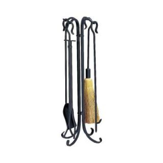 UniFlame Heavy Weight Black Wrought Iron 5 Piece Rustic Fireplace Tool Set F 1128