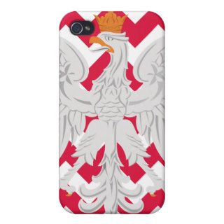 Polish Eagle Red and White Chevron Pattern iPhone 4 Cases