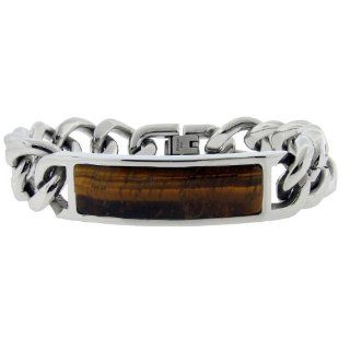 Men's Stainless Steel Bracelet with Tiger's Eye Jewelry