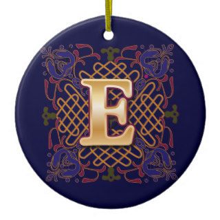 Celtic Monogram Letter E Ornament