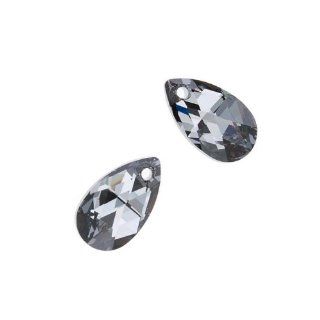 SWAROVSKI ELEMENTS Crystal Pear Pendant Beads #6106 16mm Silver Night (2)