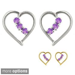 Miadora 14k White Gold Diamond Rhodolite Heart Pendant Miadora Gemstone Necklaces