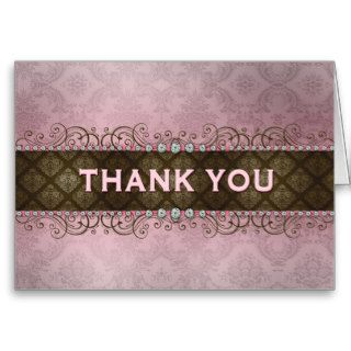 Elegant French Pink Girly Bling Thank You Cards