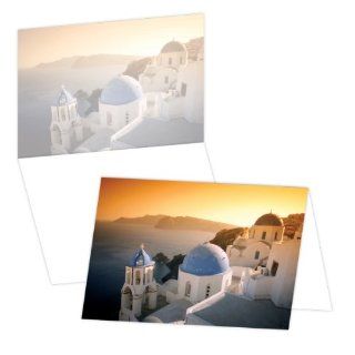 ECOeverywhere Santorini Churches Boxed Card Set, 12 Cards and Envelopes, 4 x 6 Inches, Multicolored (bc14134)  Blank Postcards 