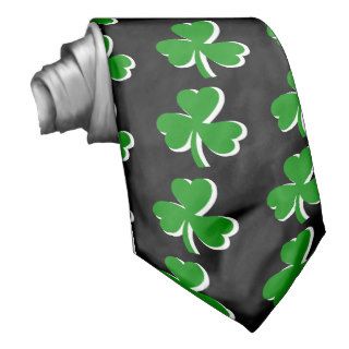 2013 St. Patrick's Day Black & Green Shamrock Tie