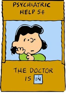 Lucy The Doctor is In Bumper Sticker penuts cartoon 4.5" X 6" 