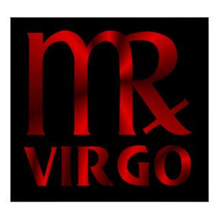 Red Virgo Horoscope Symbol Posters