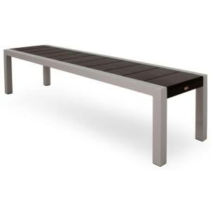 Trex Outdoor Furniture Surf City Textured Silver 68 in. Patio Bench with Charcoal Black Slats TX3810 11CB