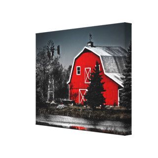 Spectacular Red Barn   Wrapped Canvas Gallery Wrap Canvas