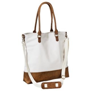 Merona Canvas Tote Handbag with Removable Crossbody Strap   White