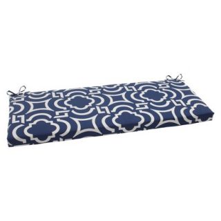 Outdoor Bench Cushion   Blue/White Geometric