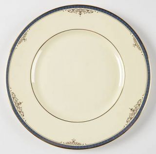 Minton Marlborough Dinner Plate, Fine China Dinnerware   Blue Band, Gold Geometr