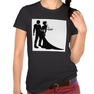 Bride and groom wedding couple silhouette shirt