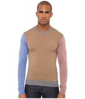 DSQUARED2 Color Block Crewneck Sweater Mens Sweater (Khaki)