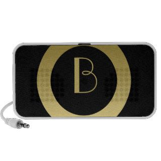 B  Letter B Art Deco Speaker   Black and Gold