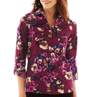 I Jeans By Buffalo Floral Print Blouse, Mulberry Floral